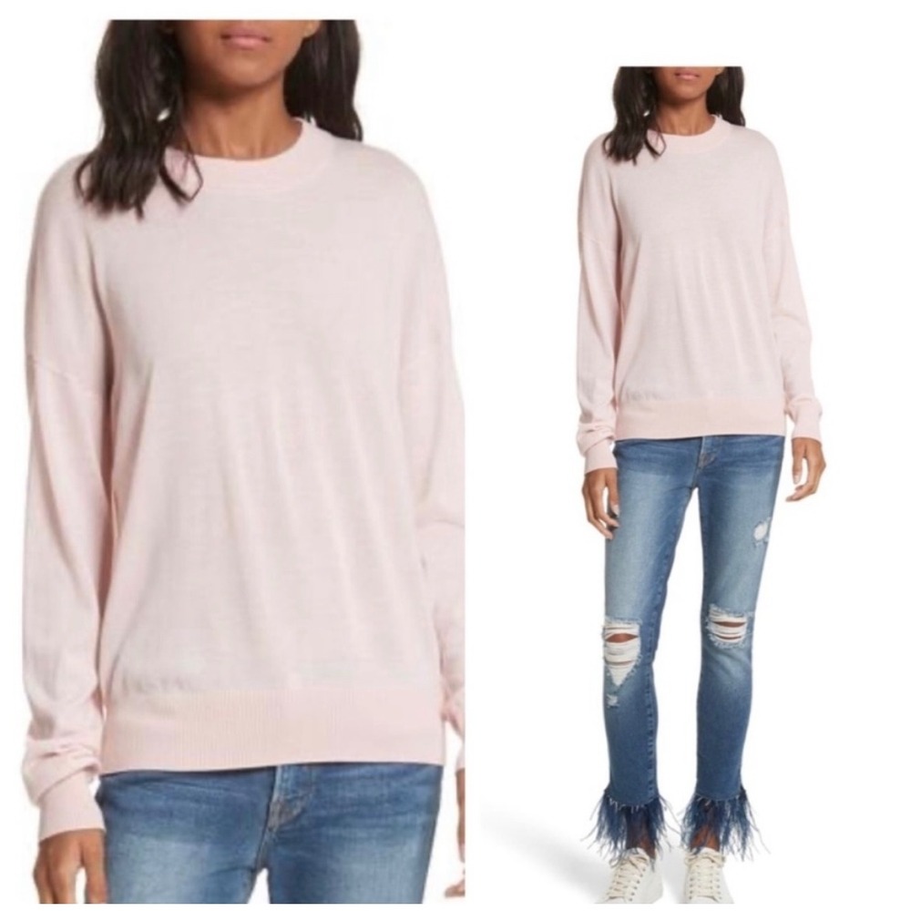Frame True Crewneck Wool Sweater inPowder Pink small